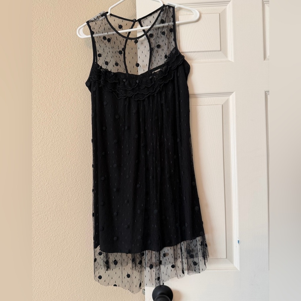 Diane Sumandi Black lace Polka Dot shift Dress